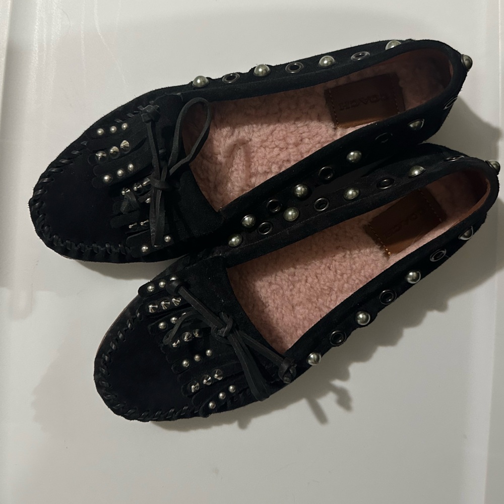 Black Studded Women's Loafers
